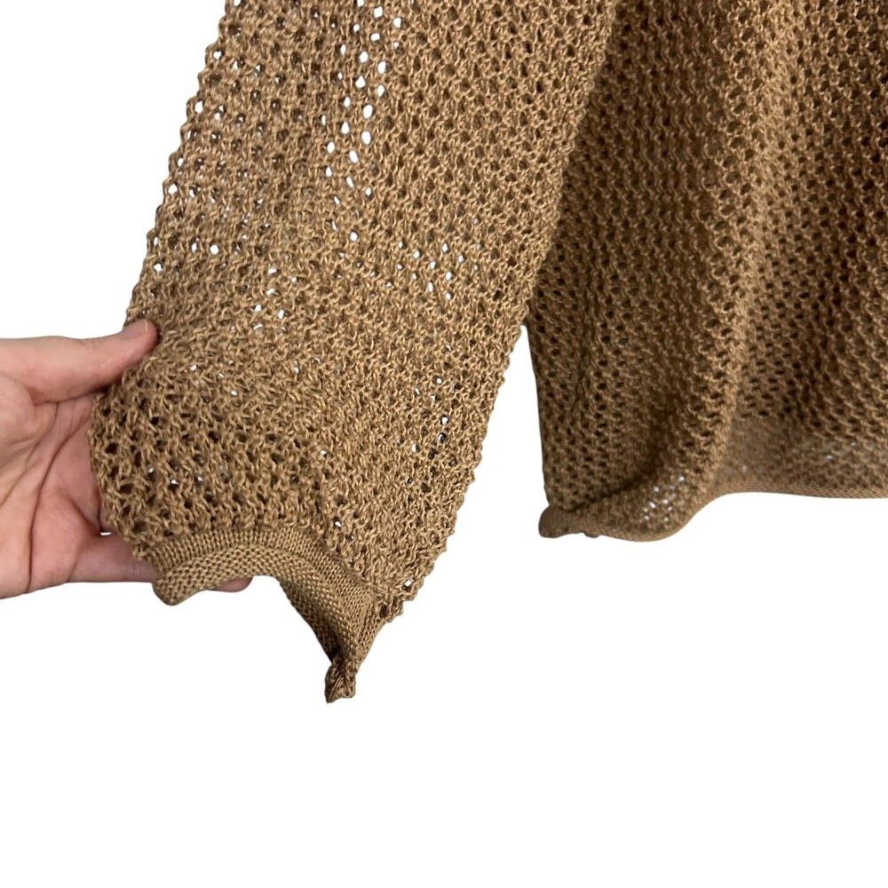 Boho Mesh Open Knit Hoodie‎ 3XL Tan Oversized Open Knit Crochet Festival Indie - Picture 2 of 7